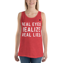 Load image into Gallery viewer, REAL EYES REALIZE REAL LIES (Red) - Classic Unisex Tank
