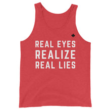 Load image into Gallery viewer, REAL EYES REALIZE REAL LIES (Red) - Classic Unisex Tank
