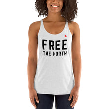 Load image into Gallery viewer, FREE THE NORTH (Heather White) - Women&#39;s Racerback Tank
