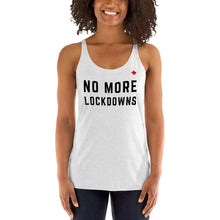 Load image into Gallery viewer, NO MORE LOCKDOWNS (Heather White) - Women&#39;s Racerback Tank
