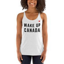 Load image into Gallery viewer, WAKE UP CANADA (Heather White) - Women&#39;s Racerback Tank
