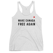 Load image into Gallery viewer, MAKE CANADA FREE AGAIN (Heather White) - Women&#39;s Racerback Tank
