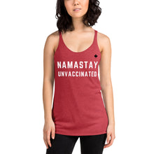 Load image into Gallery viewer, NAMASTAY UNVACCINATED (Vintage Red) - Women&#39;s Racerback Tank
