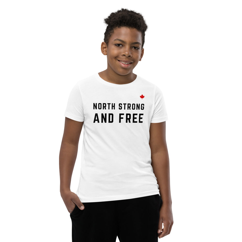 NORTH STRONG AND FREE (White) - Youth Premium T-Shirt