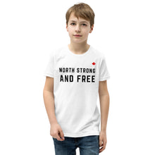 Load image into Gallery viewer, NORTH STRONG AND FREE (White) - Youth Premium T-Shirt
